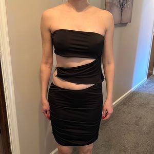 Black mini dress side cutouts
